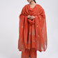 Gudhal Rust Cotton Silk Anarkali Kurta, Pants & Dupatta