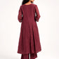 Khushbu Wine Anarkali Kurta Pant Dupatta Set