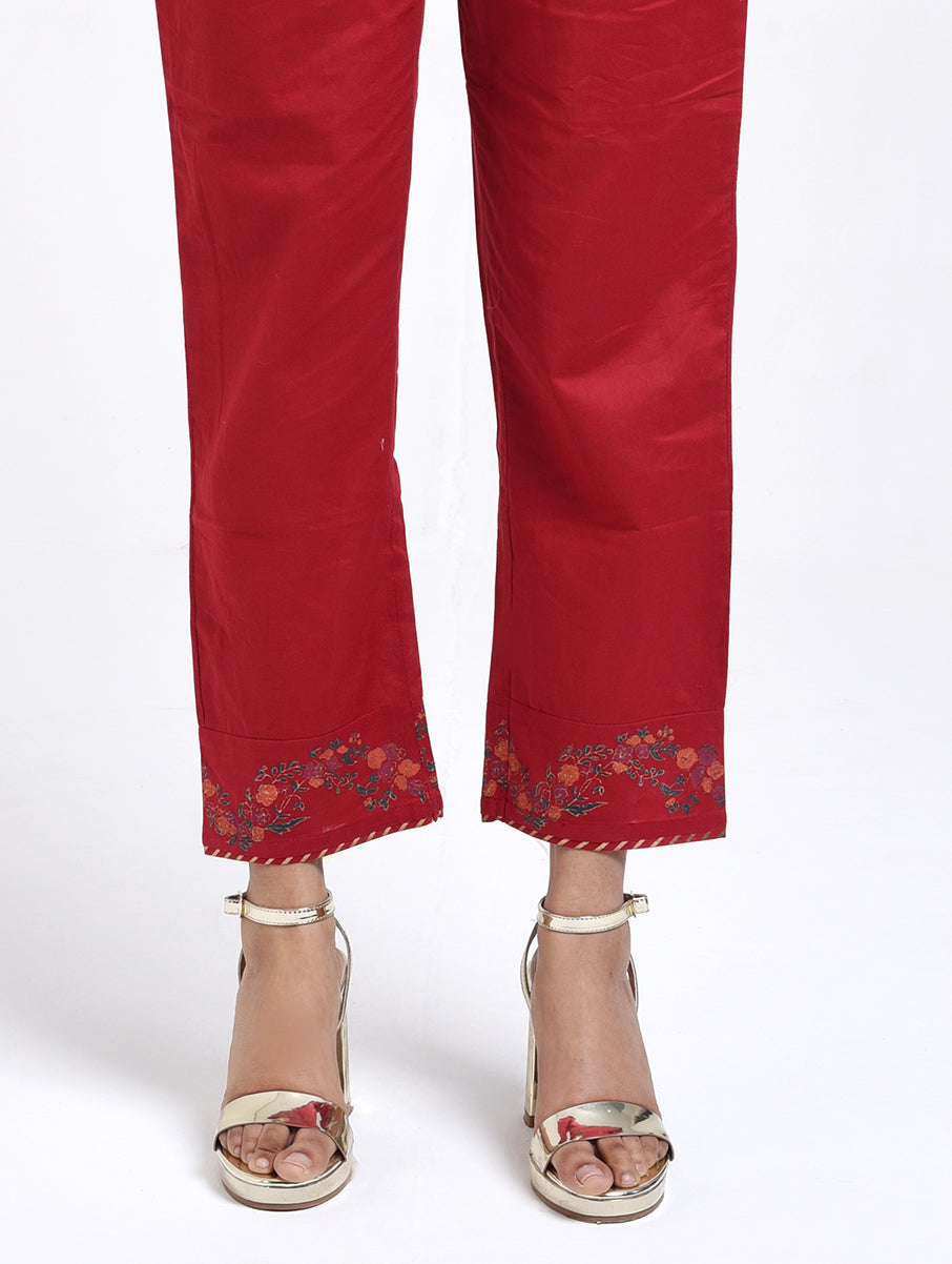 Gudhal Red Cotton Pants