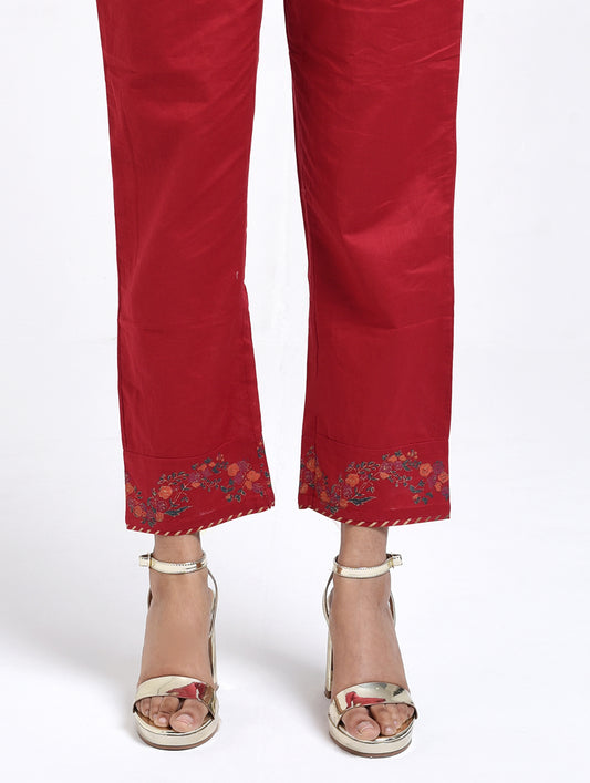 Gudhal Red Cotton Pants