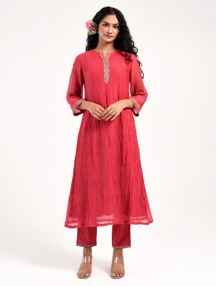 Khushbu Pink Kurta Pant Dupatta Set