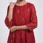 Gudhal Red Cotton Silk Kurta
