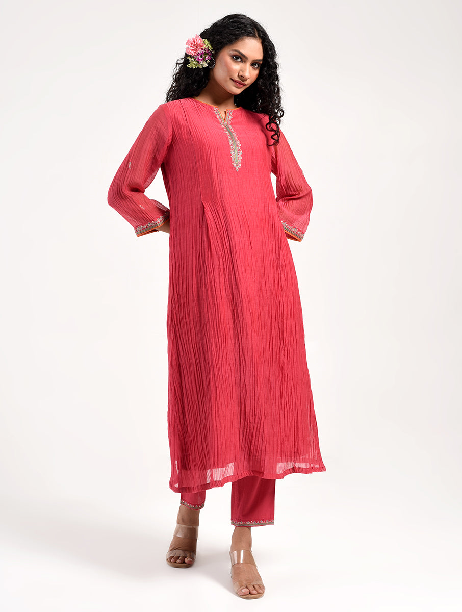 Khushbu Pink Kurta Pant Dupatta Set