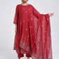 Gudhal Red Cotton Silk Kurta, Pants & Dupatta