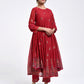 Gudhal Red Cotton Silk Kurta, Pants & Dupatta