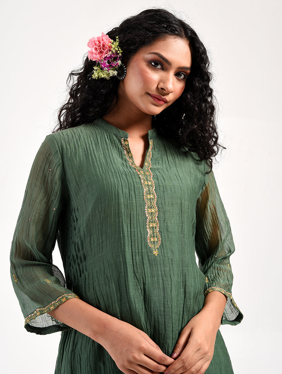 Khushbu Green Kurta Pant Dupatta Set