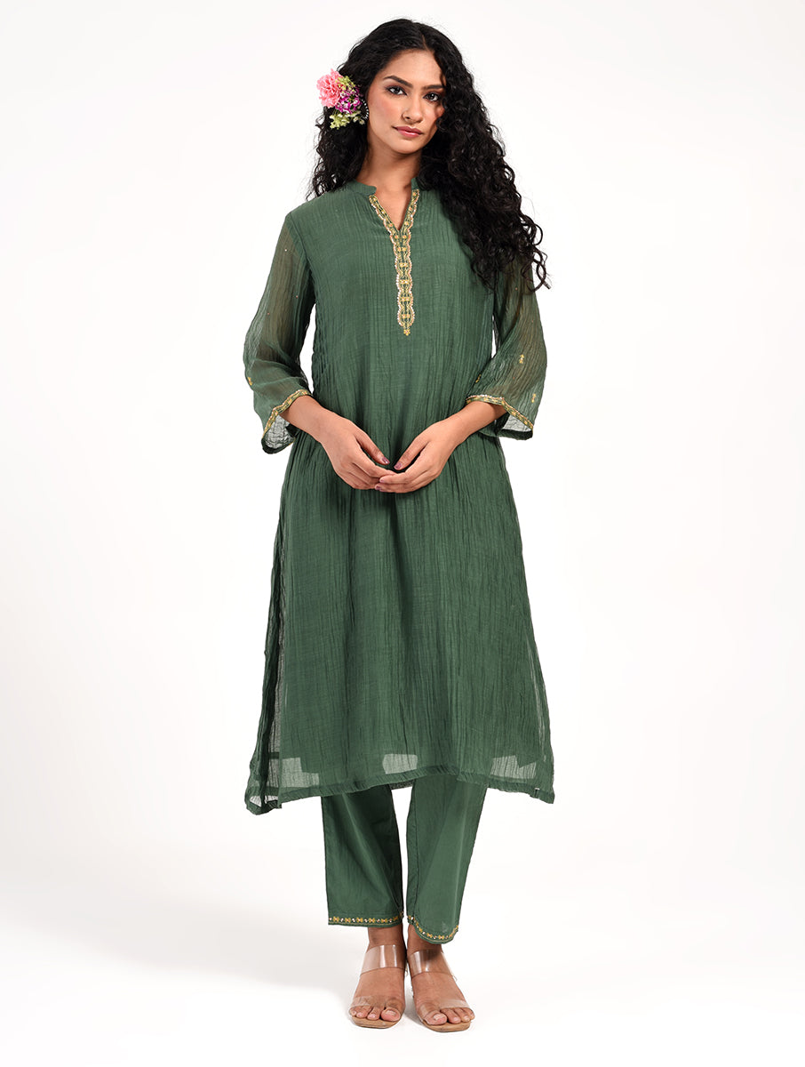 Khushbu Green Kurta Pant Dupatta Set
