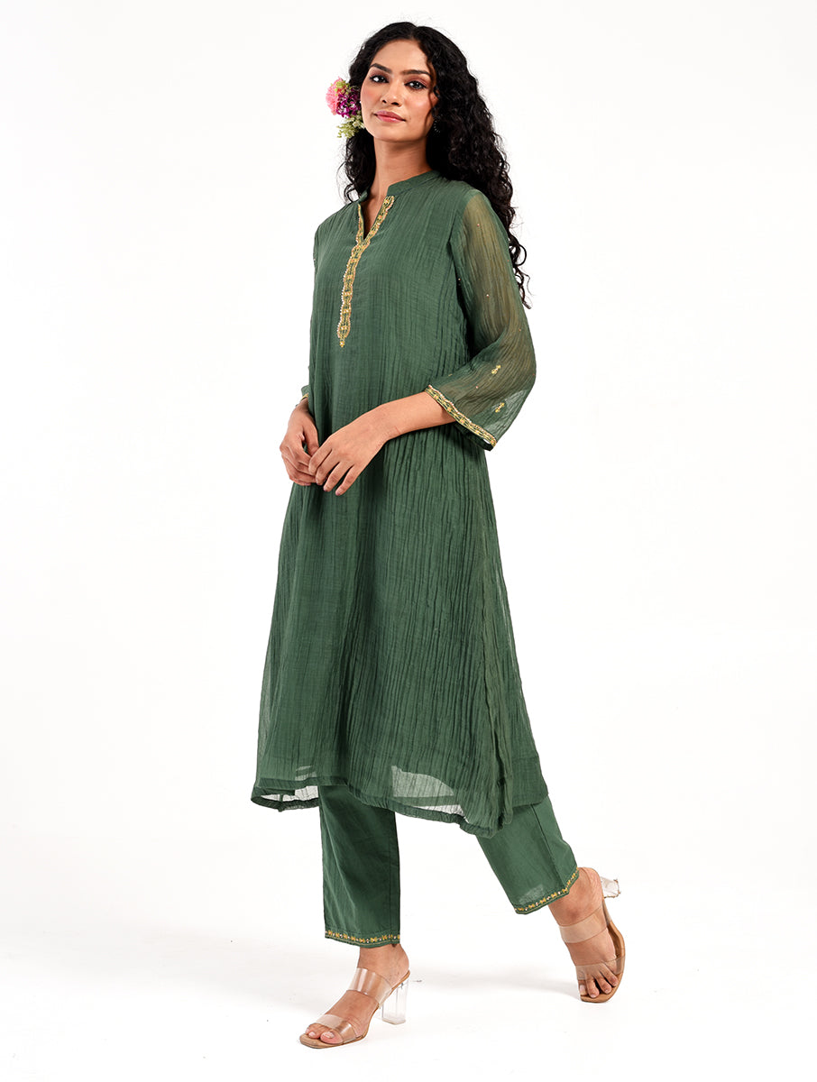 Khushbu Green Kurta Pant Dupatta Set