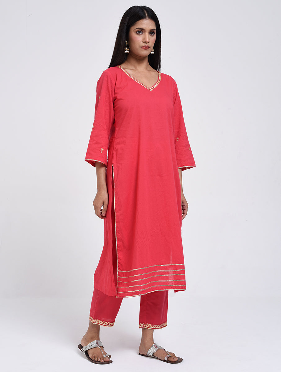 Chamki  Pink Cotton Gota Patti Kurta