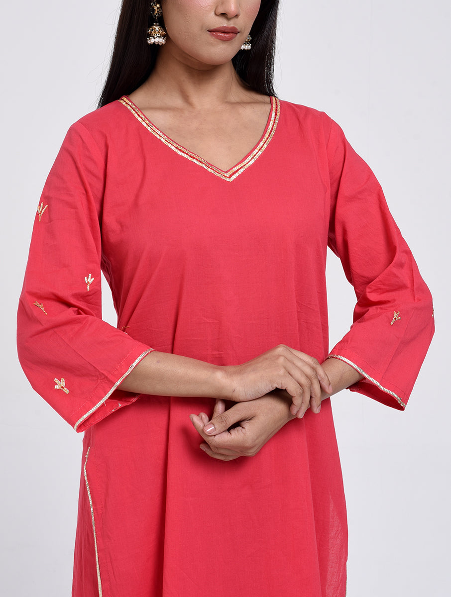 Chamki  Pink Cotton Gota Patti Kurta