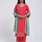 Chamki  Pink Cotton Gota Patti Kurta, Pants & Dupatta Set