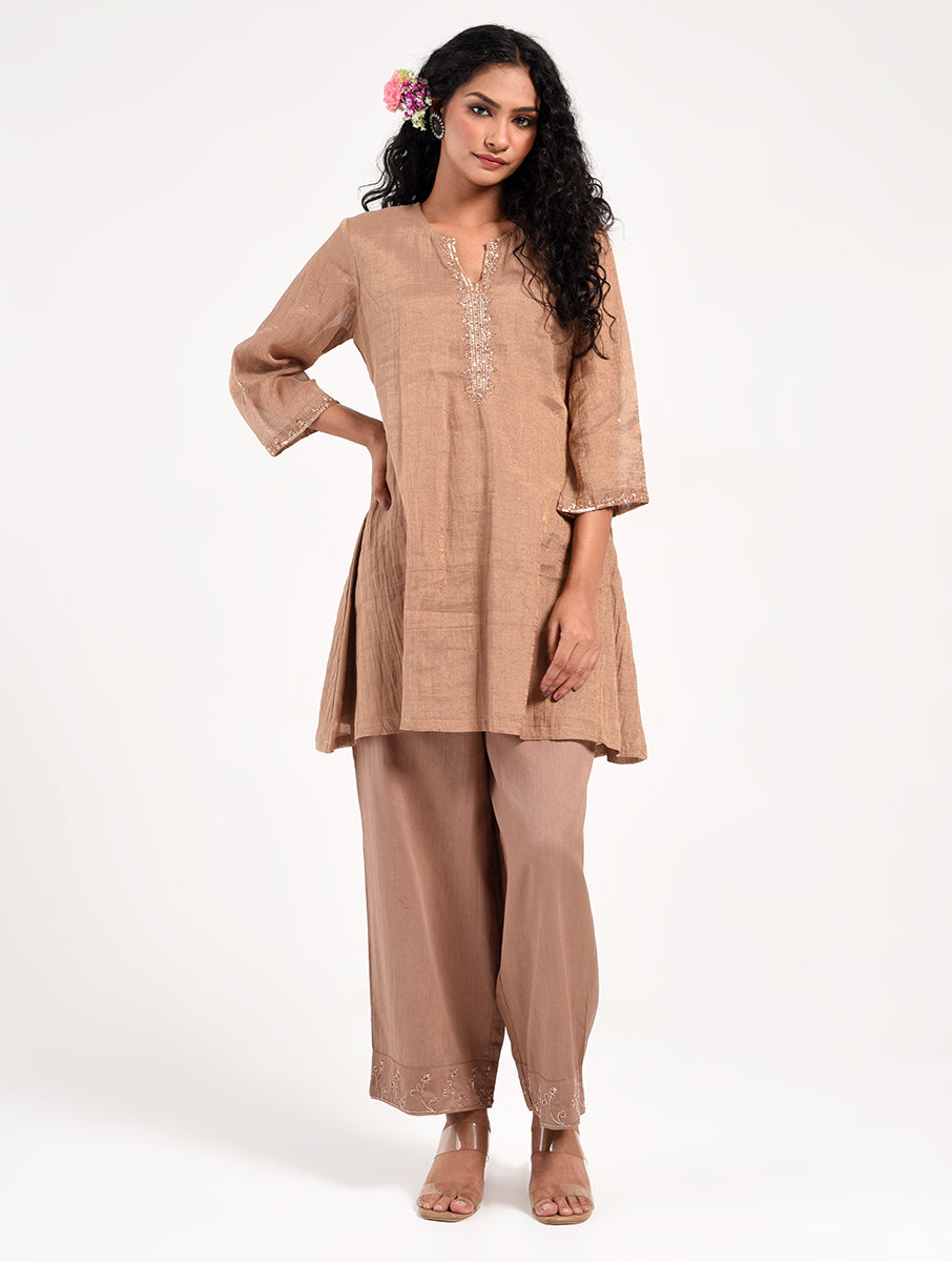 Khushbu Gold Kurta Pant Set