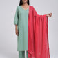 Chamki  Green Cotton Gota Patti Kurta, Pants & Dupatta