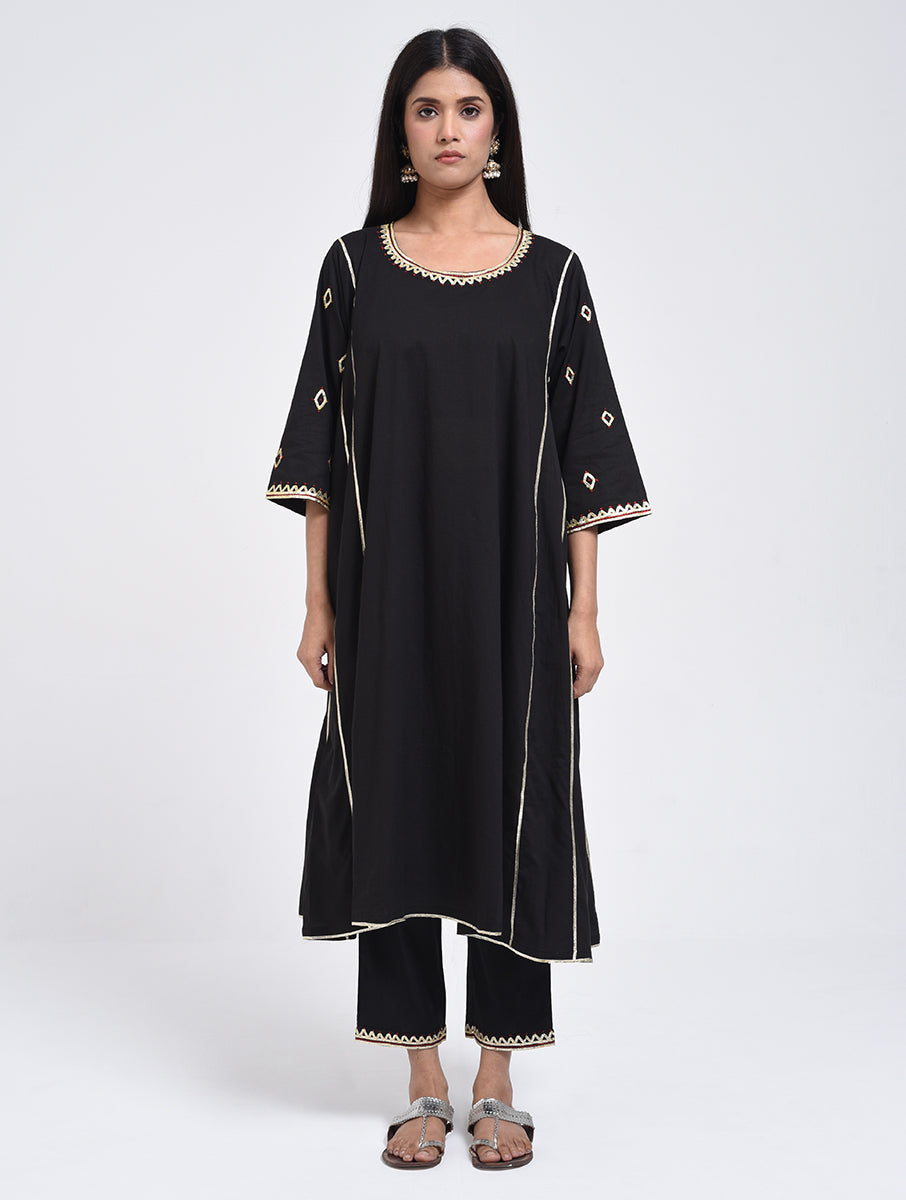 Chamki  Black Cotton Gota Patti Kurta