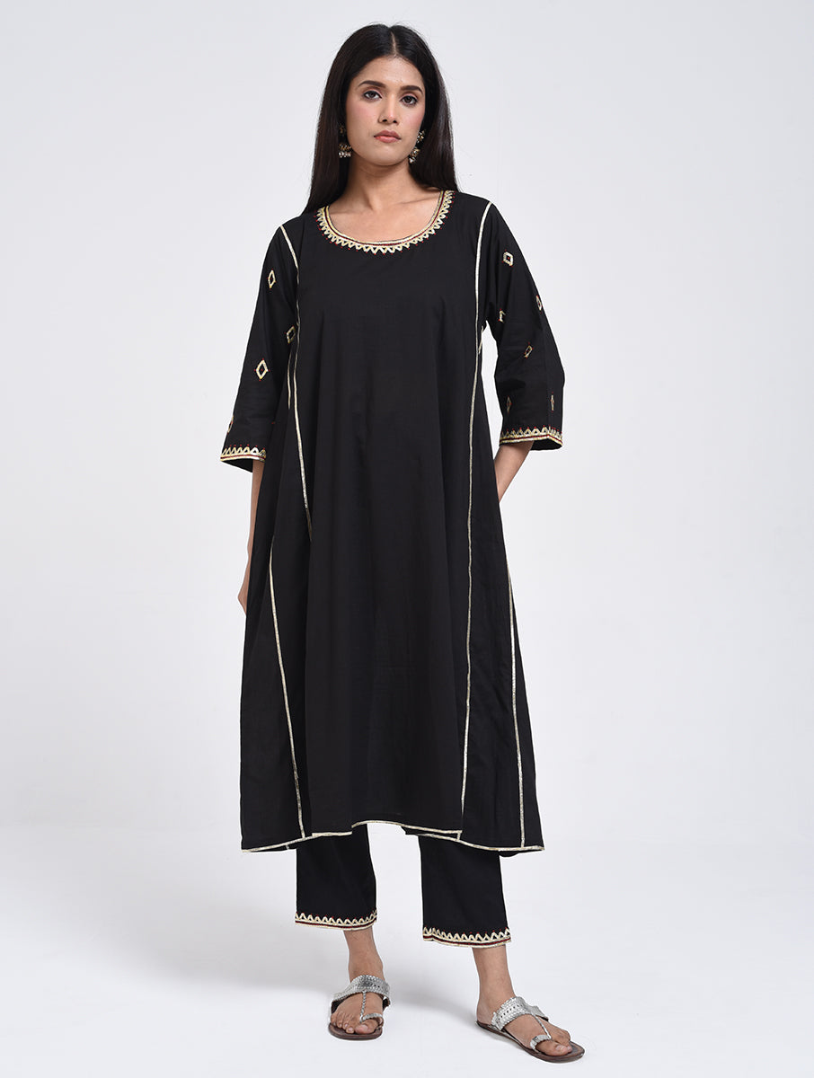 Chamki  Black Cotton Gota Patti Kurta