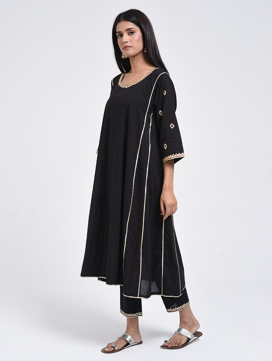 Chamki  Black Cotton Gota Patti Kurta