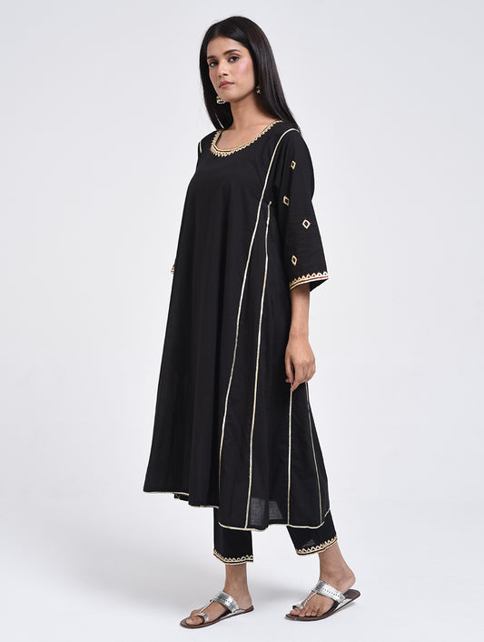 Chamki  Black Cotton Gota Patti Kurta