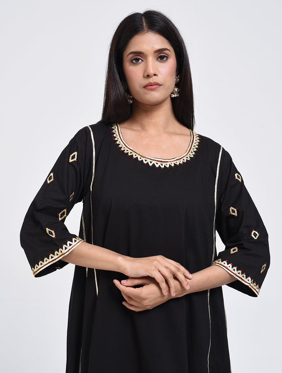 Chamki  Black Cotton Gota Patti Kurta