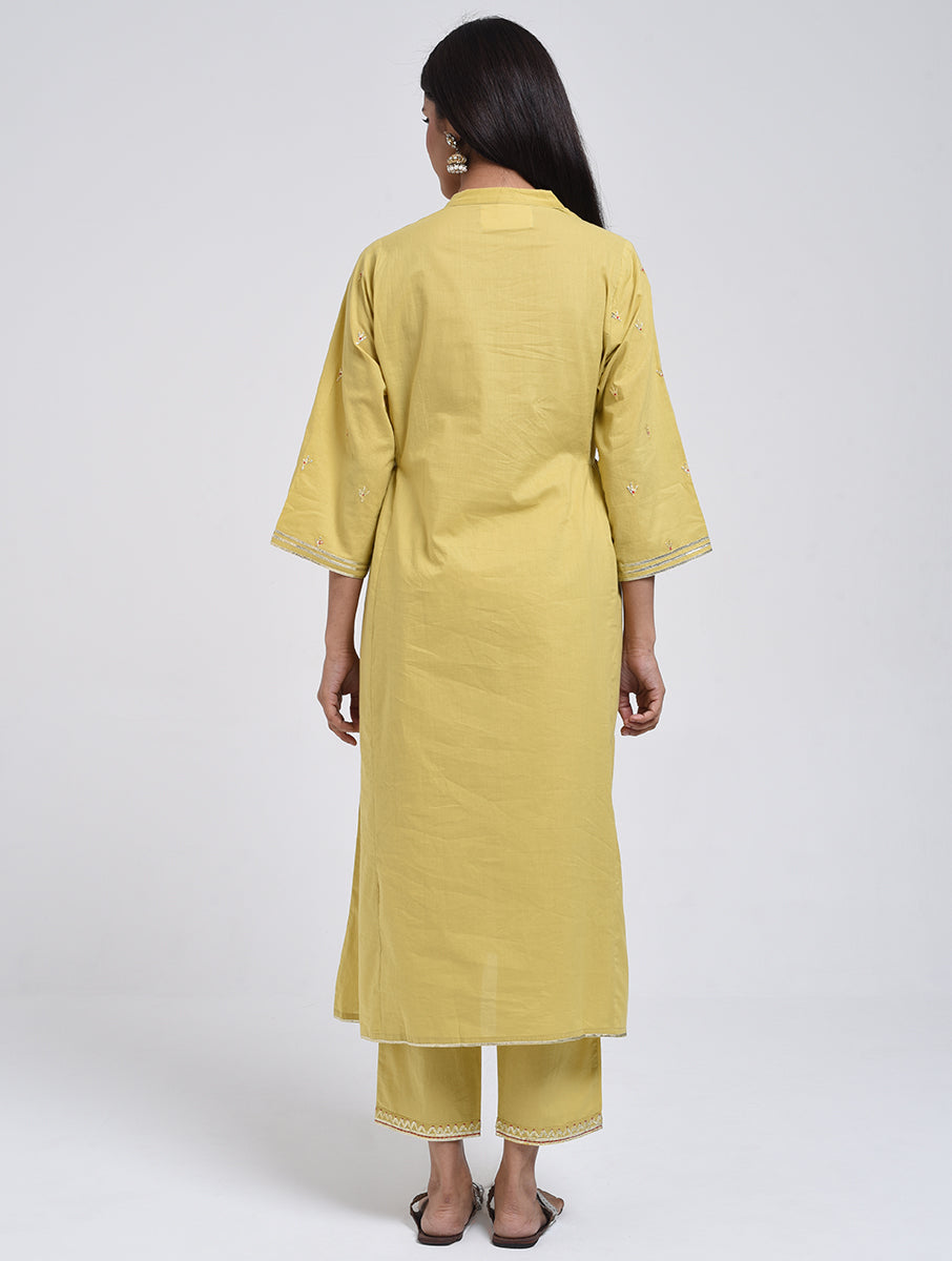 Chamki  Lime Yellow Cotton Gota Patti Kurta