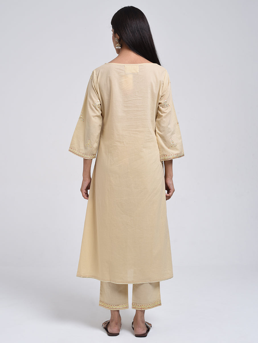 Chamki  Beige Cotton Gota Patti Kurta