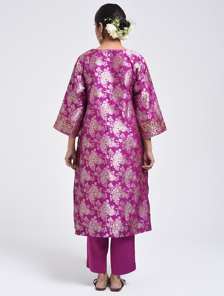 Kanchan Purple Kurta, Pant and Dupatta Set