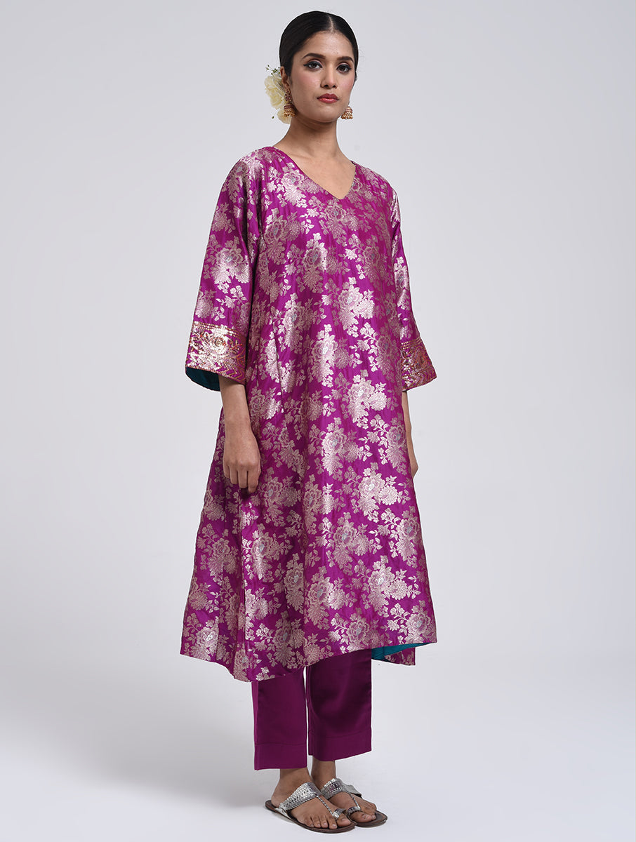 Kanchan Purple Kurta, Pant and Dupatta Set
