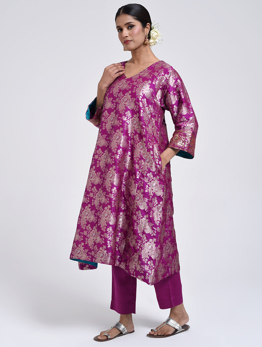 Kanchan Purple Kurta, Pant and Dupatta Set