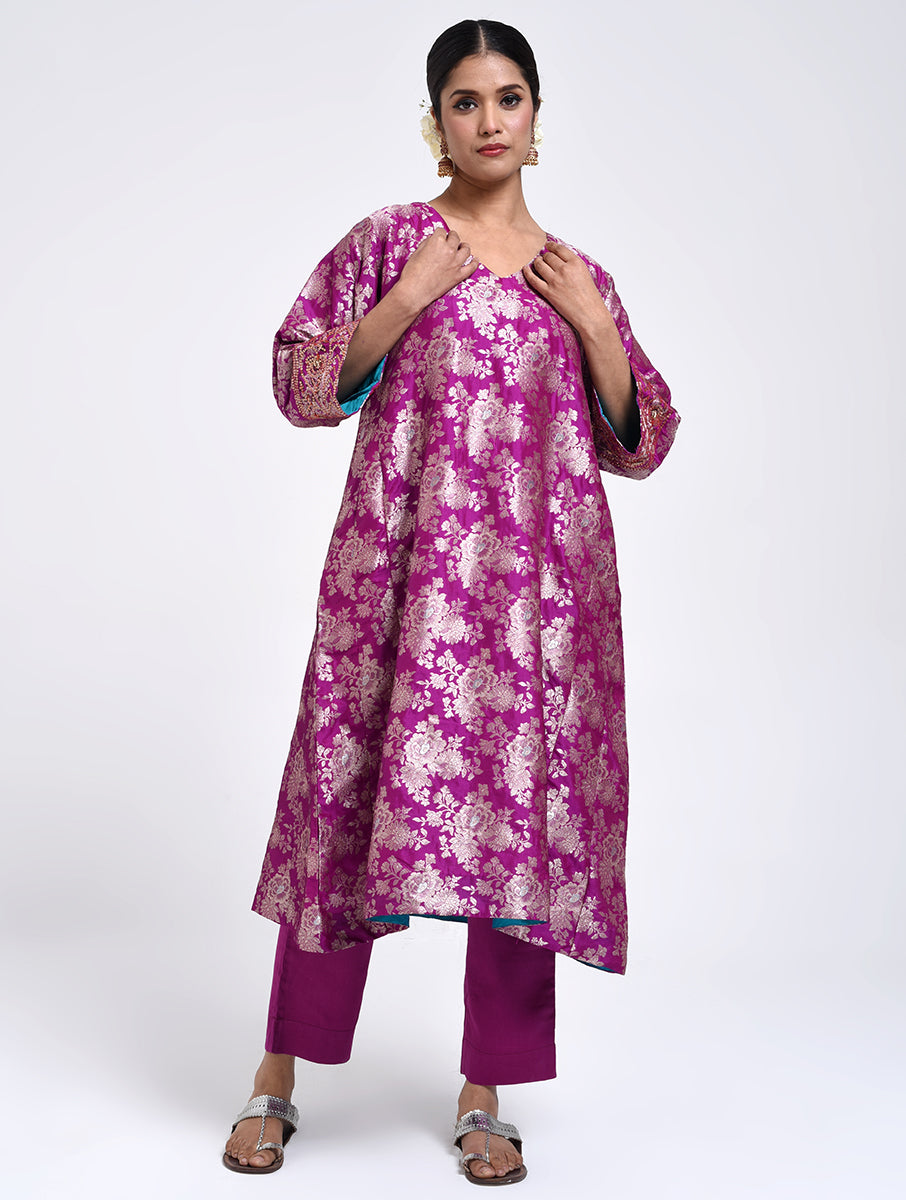 Kanchan Purple Kurta, Pant and Dupatta Set