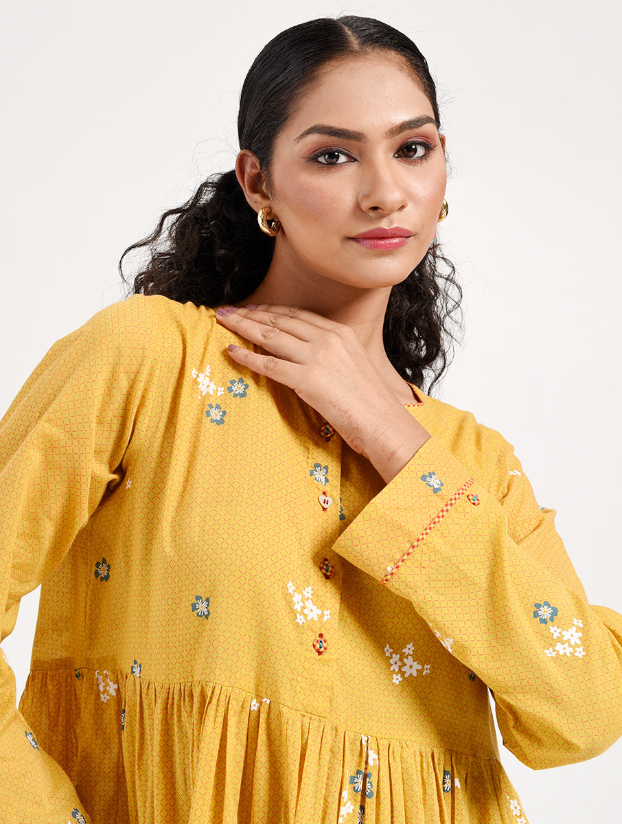 Within Yellow Gather Dress
