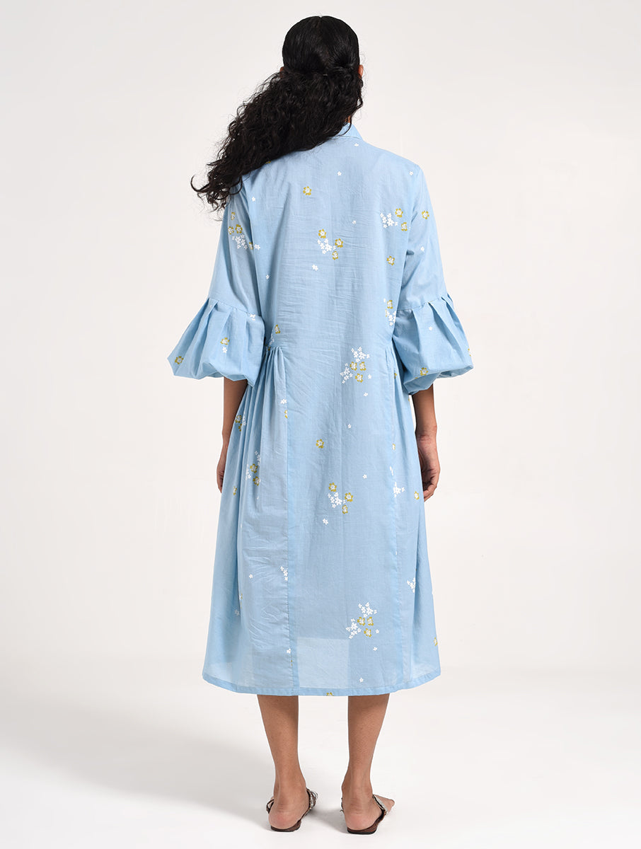 Within Blue Shirt Collar Dress