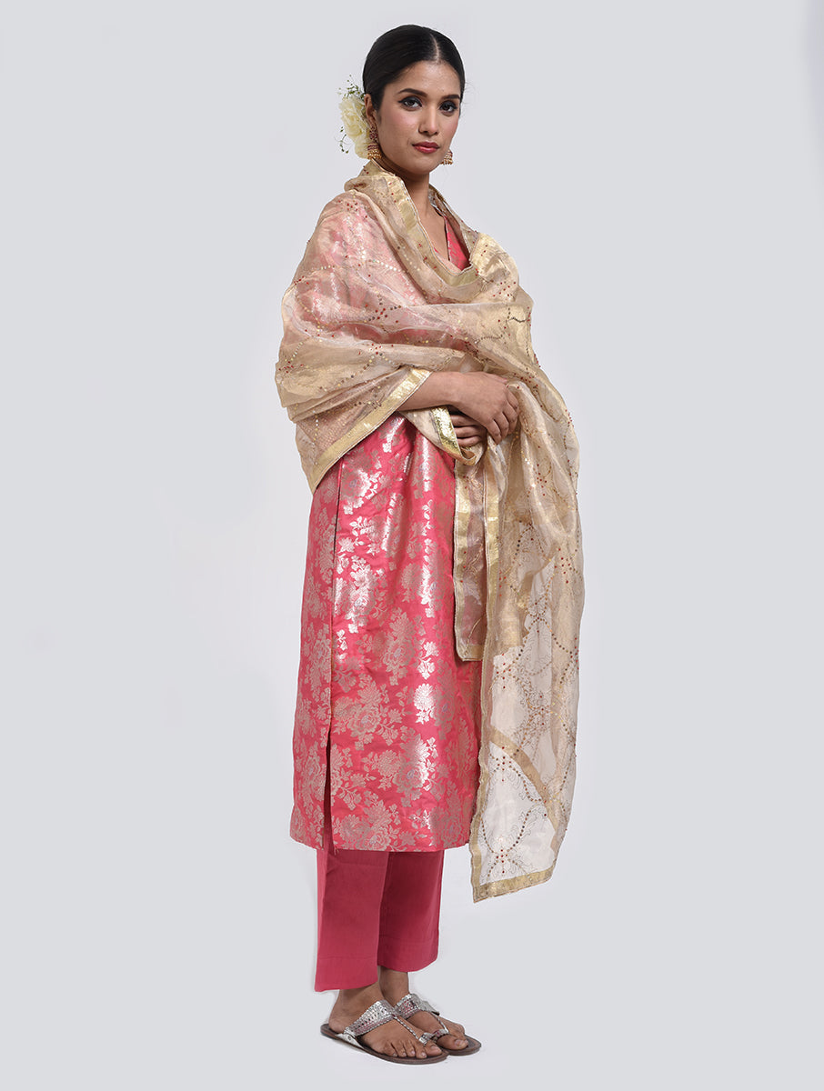 Kanchan Pink Kurta, Pant and Dupatta Set