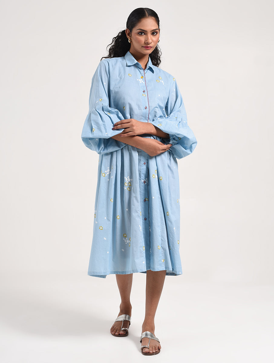 Within Blue Shirt Collar Dress