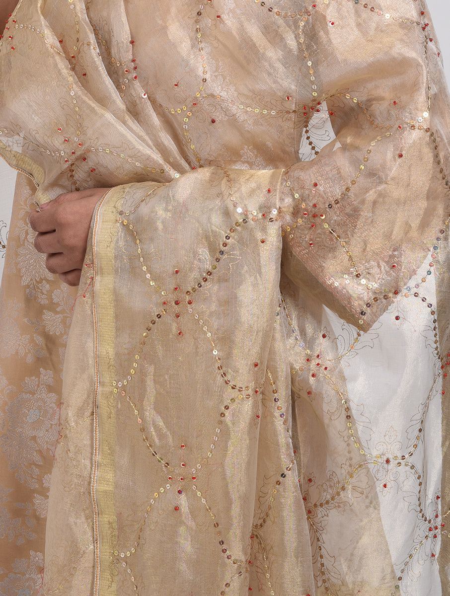 Kanchan Beige Kurta, Pant and Dupatta Set