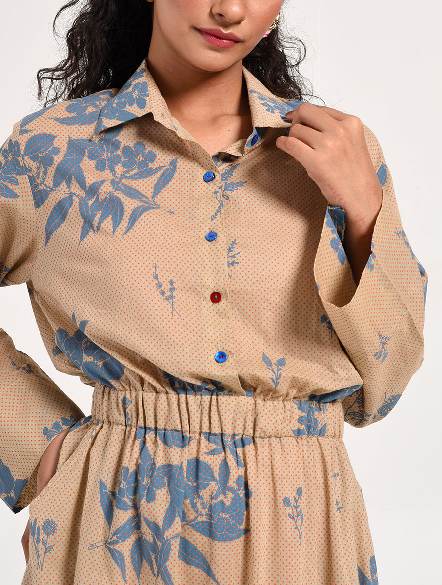 Within Beige Collar Dress