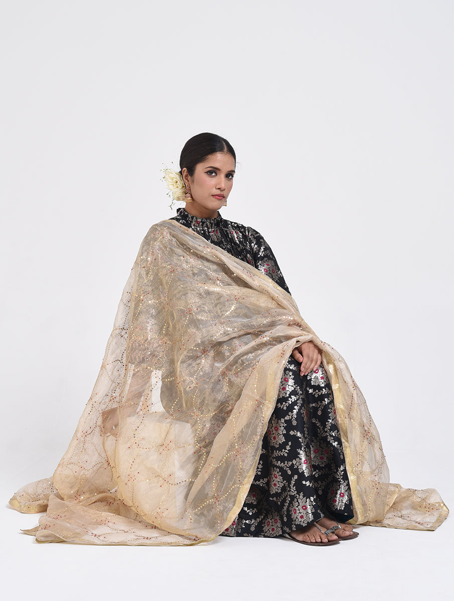 Kanchan Black Kurta, Pant and Dupatta Set