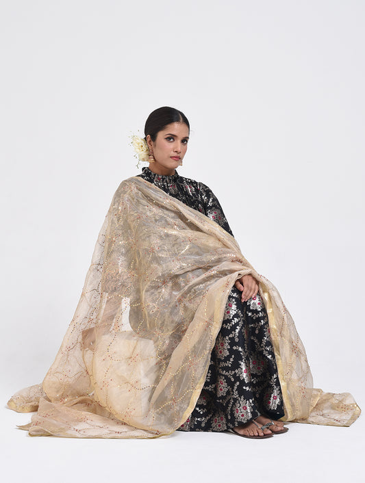 Kanchan Black Kurta, Pant and Dupatta Set