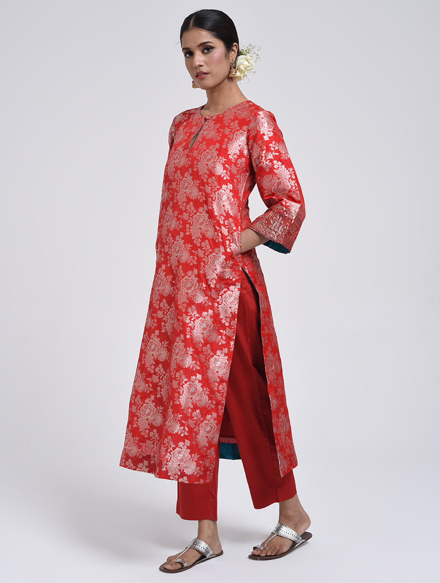Kanchan Red Kurta, Pant and Dupatta Set