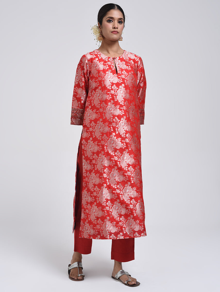 Kanchan Red Kurta, Pant and Dupatta Set