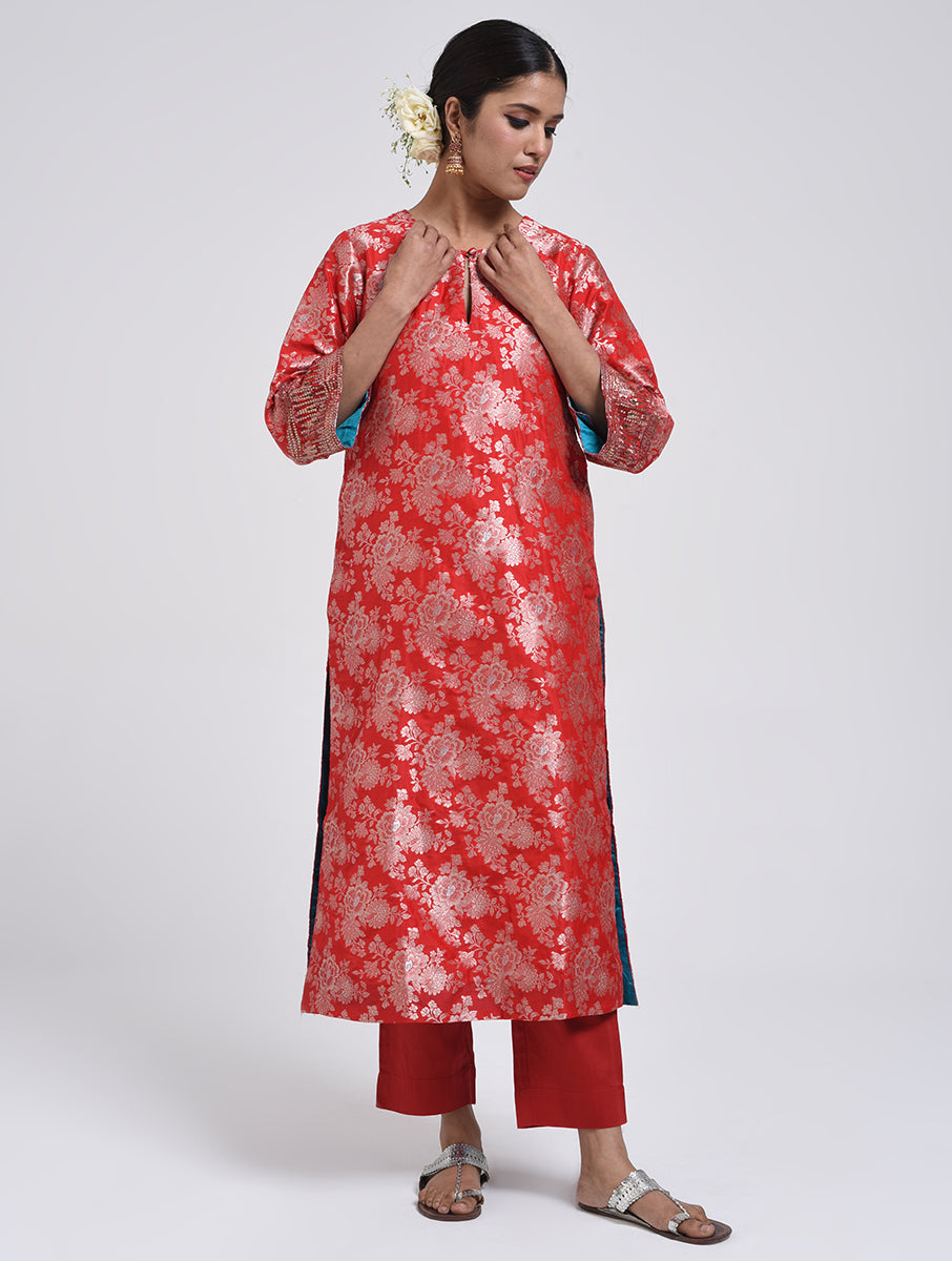 Kanchan Red Kurta, Pant and Dupatta Set