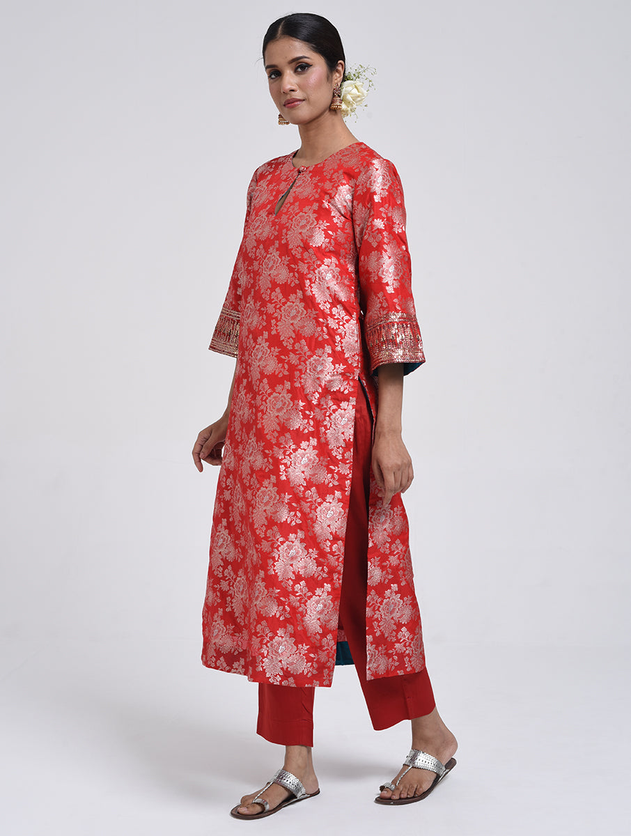 Kanchan Red Kurta, Pant and Dupatta Set