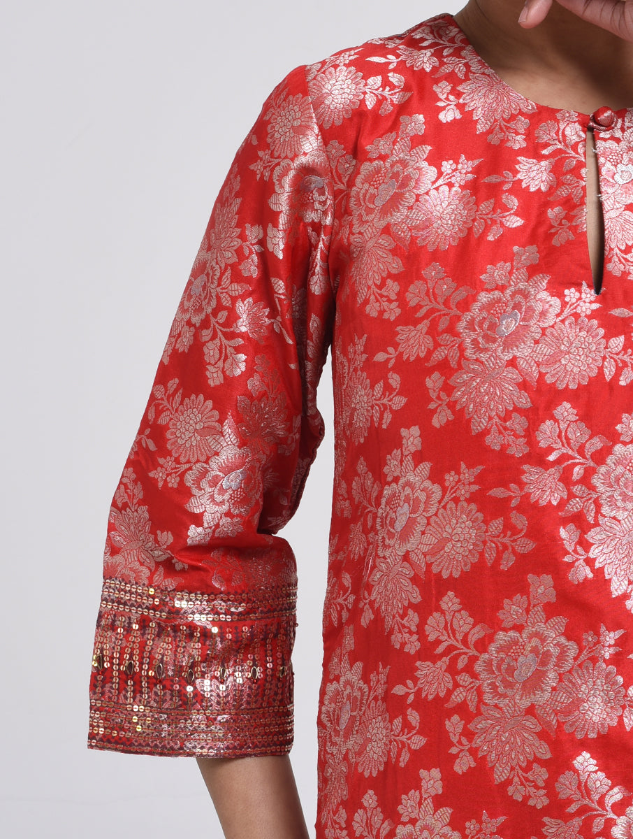 Kanchan Red Kurta, Pant and Dupatta Set