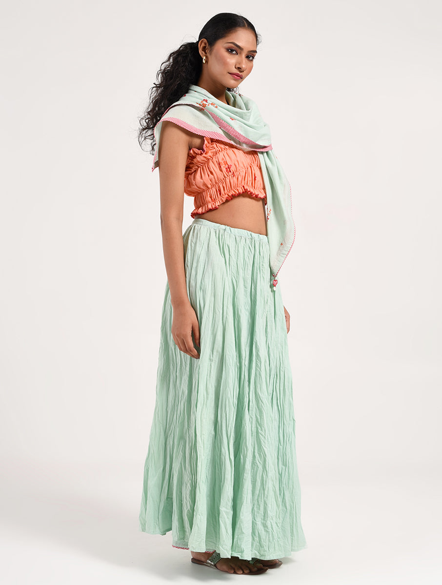 Within Elasticated Ruffle Top Skirt Scarf Set