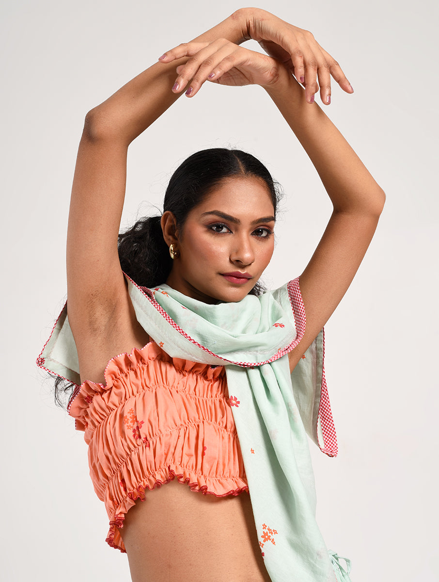 Within Elasticated Ruffle Top Skirt Scarf Set