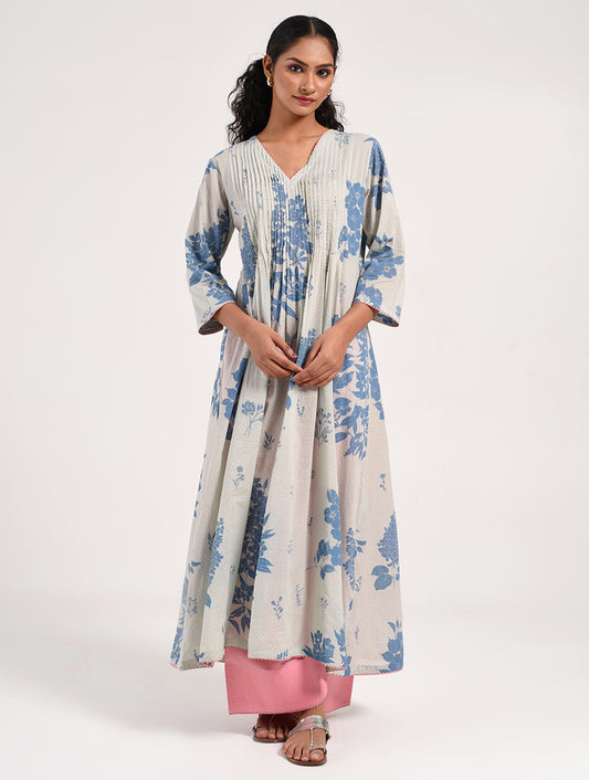 Within Aqua V Neck  Kurta/Dress Pajama Set