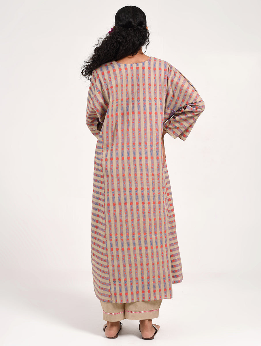 Within Beige Striped Kurta