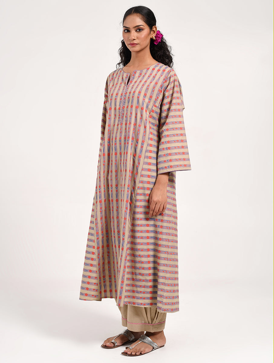 Within Beige Striped Kurta