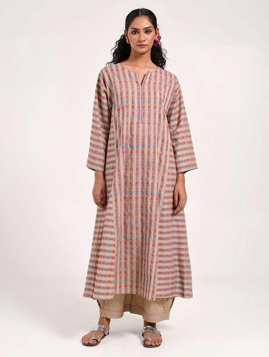 Within Beige Striped Kurta