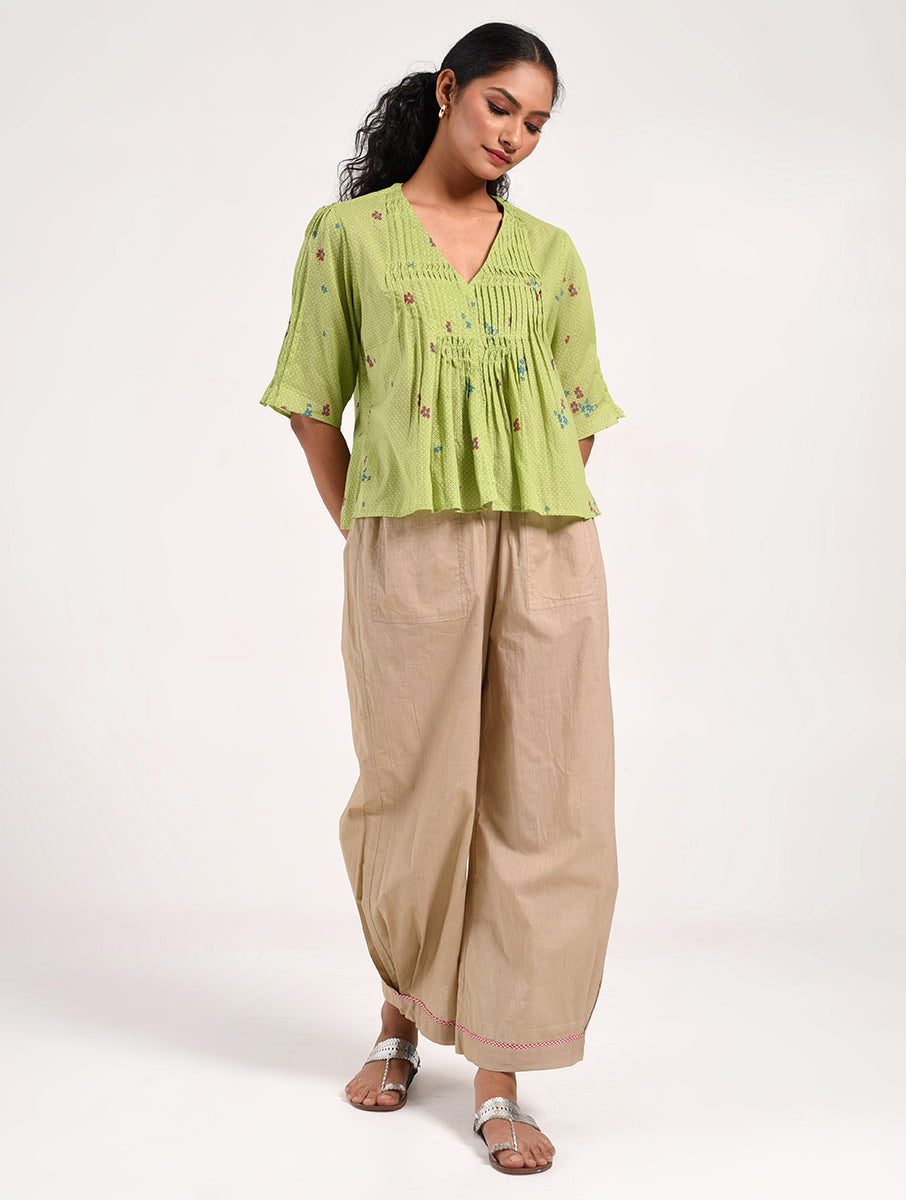 Within Green V Neck Top