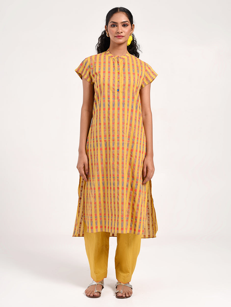 Within Yellow Striped Kurta