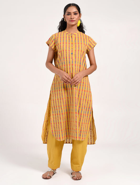 Within Yellow Striped Kurta Pajama Set